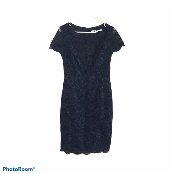 NWOT$398 Diane von Furstenberg DWF Ainsley Floral Lace Black Sheath Dress 4 - Picture 2 of 8